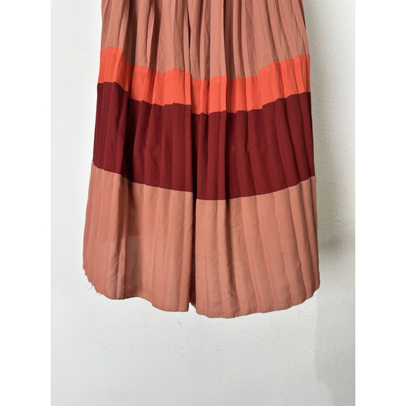 COREY LYNN CALTER ANTHROPOLOGIE Color Block Pleated Hi Low Mini Dress Small Boho - Picture 9 of 9
